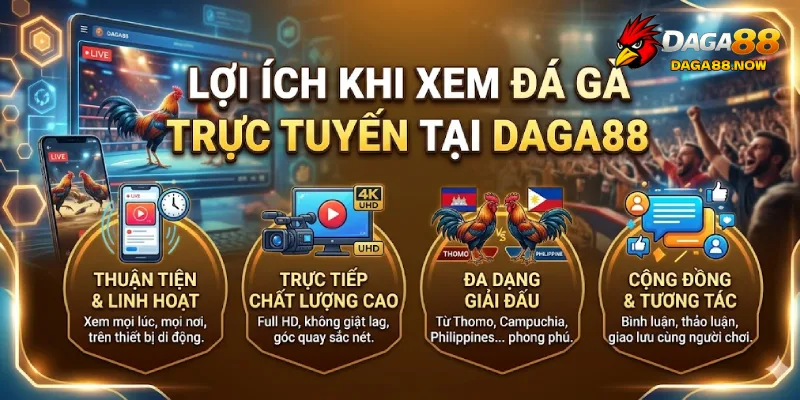 Lợi ích khi xem đá gà trực tuyến tại DAGA88