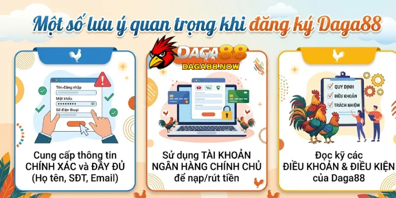 Một số lưu ý quan trọng khi đăng ký Daga88