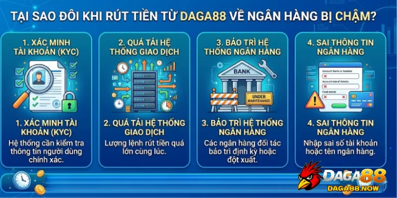 Tại sao đôi khi rút tiền từ Daga88 về ngân hàng bị chậm?